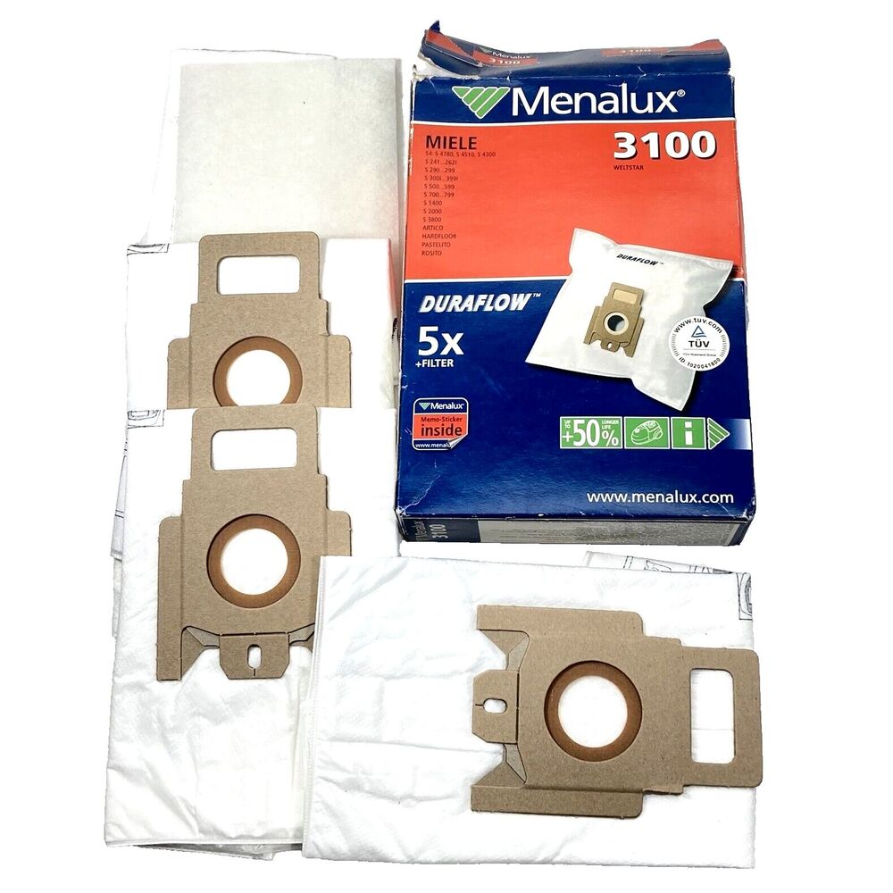 NEW (3) Miele Menalux 3100 Duraflow Vacuum Filter Dust Bags Electrolux Open Box